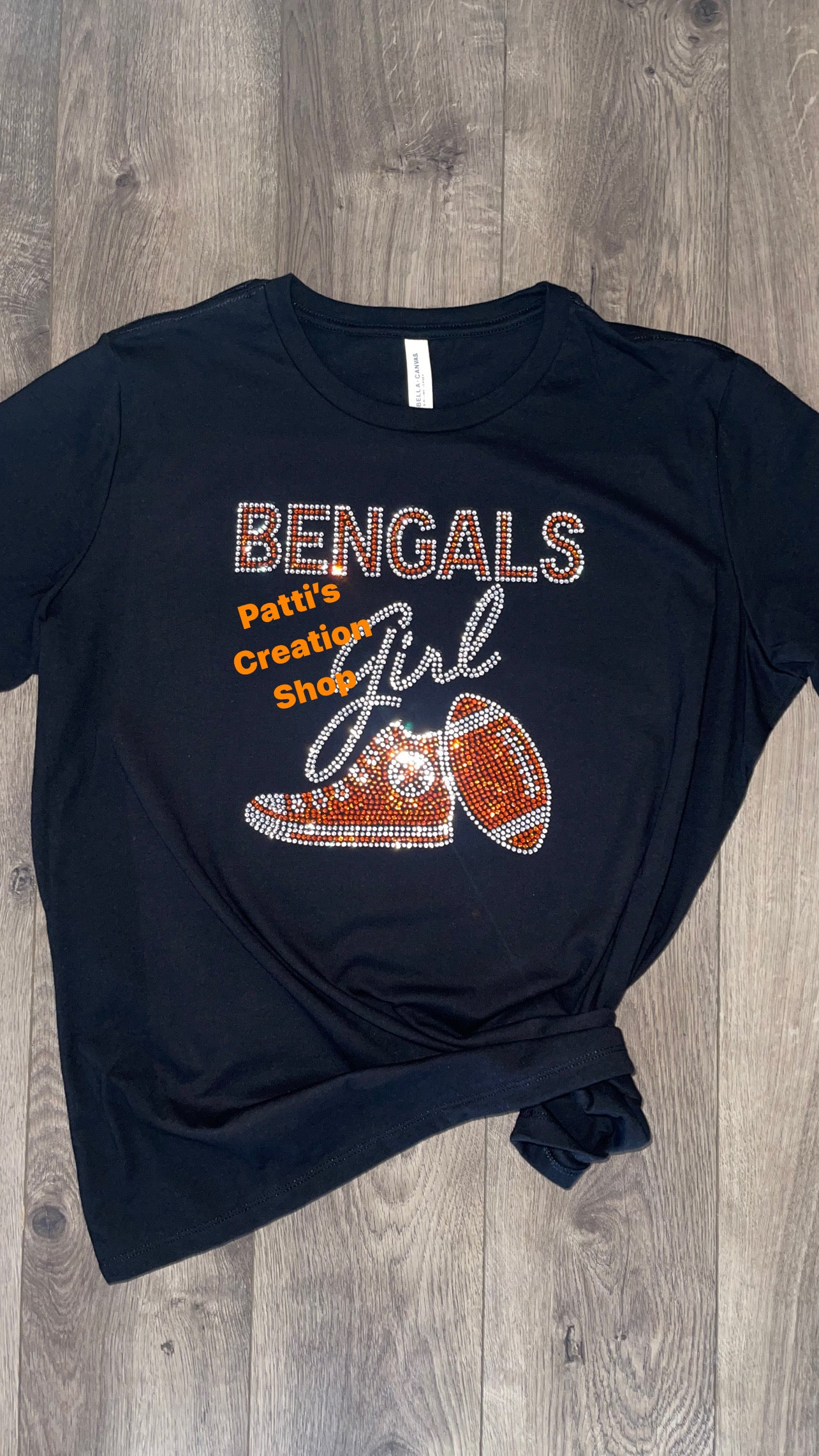 Bengals Girl { Bengals and Football Lovers t-shirts { Rhinestone Bling Classy Football Shirt {