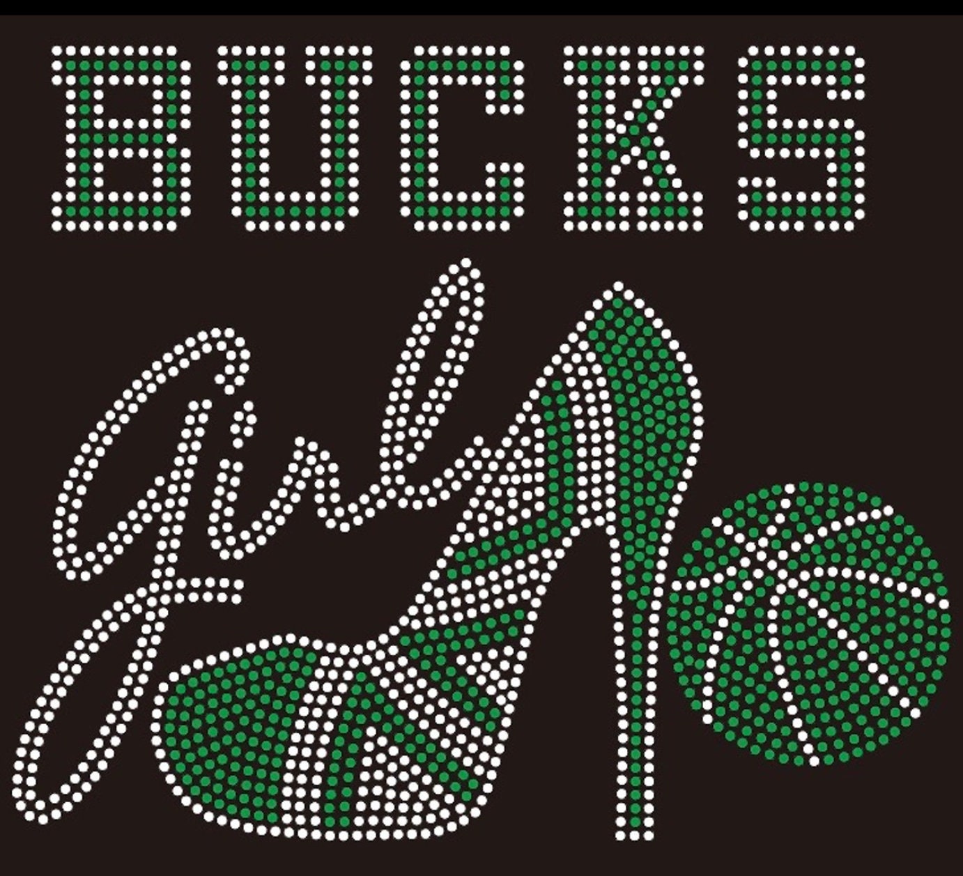 Bucks Girl Rhinestone Shirt |Basketball Bling shirt | Bucks Girl Stiletto Rhinestone Shirt | Women's Shirts | NBA basketball Shirt