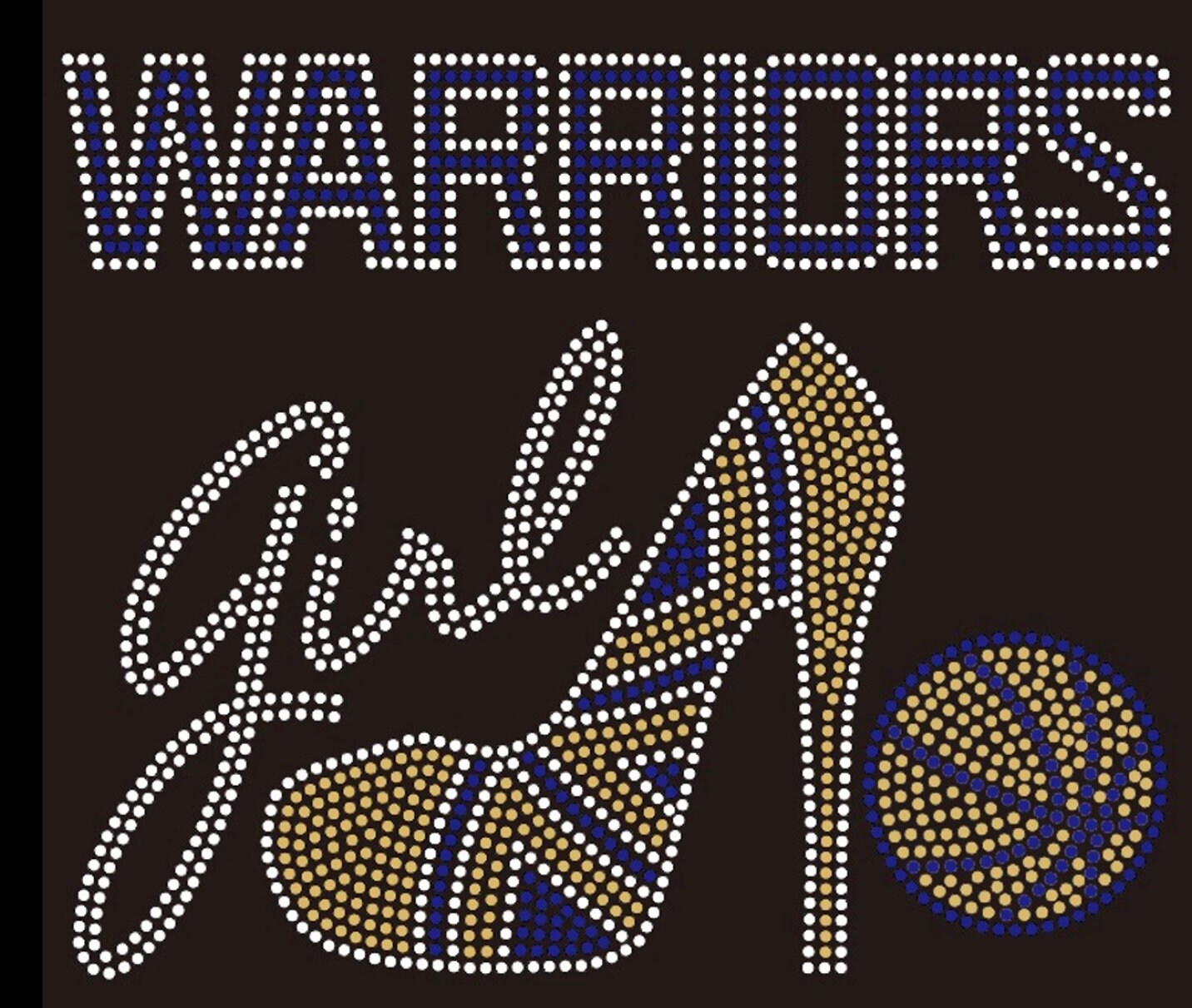 Warriors Girl Rhinestone Shirt |Basketball Bling shirt | Warriors Girl Stiletto Rhinestone Shirt | Women's Shirts | NBA basketball Shirt