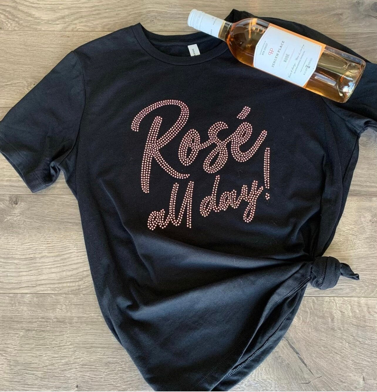 Rose All Day Rhinestone Women's T-Shirt Custom Made Bella+Canvas