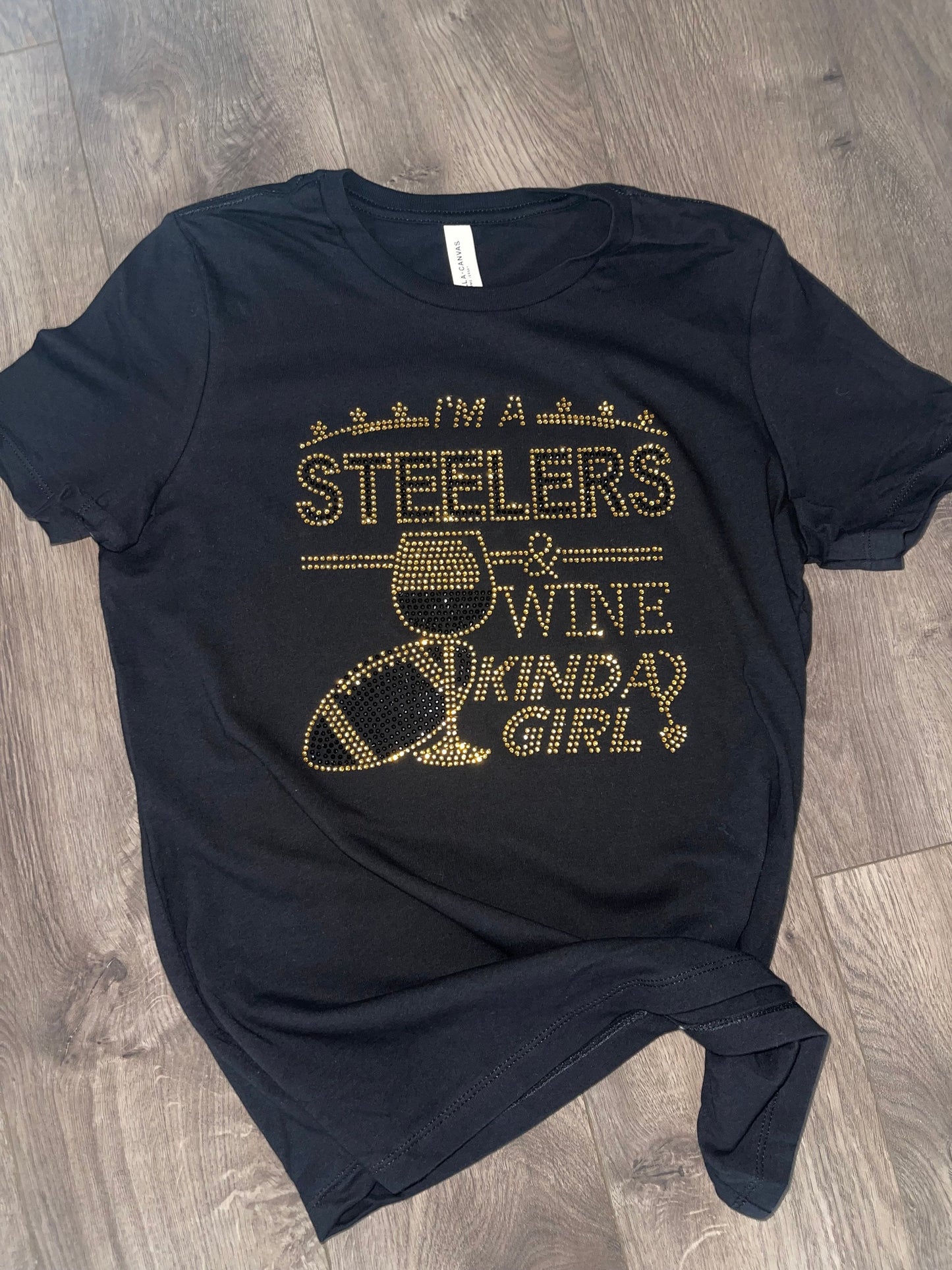Pittsburgh Steelers | football Bling shirt | steelers and Wine Kinda Girl | Women's Shirts | NFL Shirt