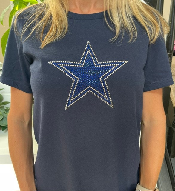 Texas t-shirts { Rhinestone Shirt {Dallas Girl Bling { Star Bling { Navy Blue Shirt