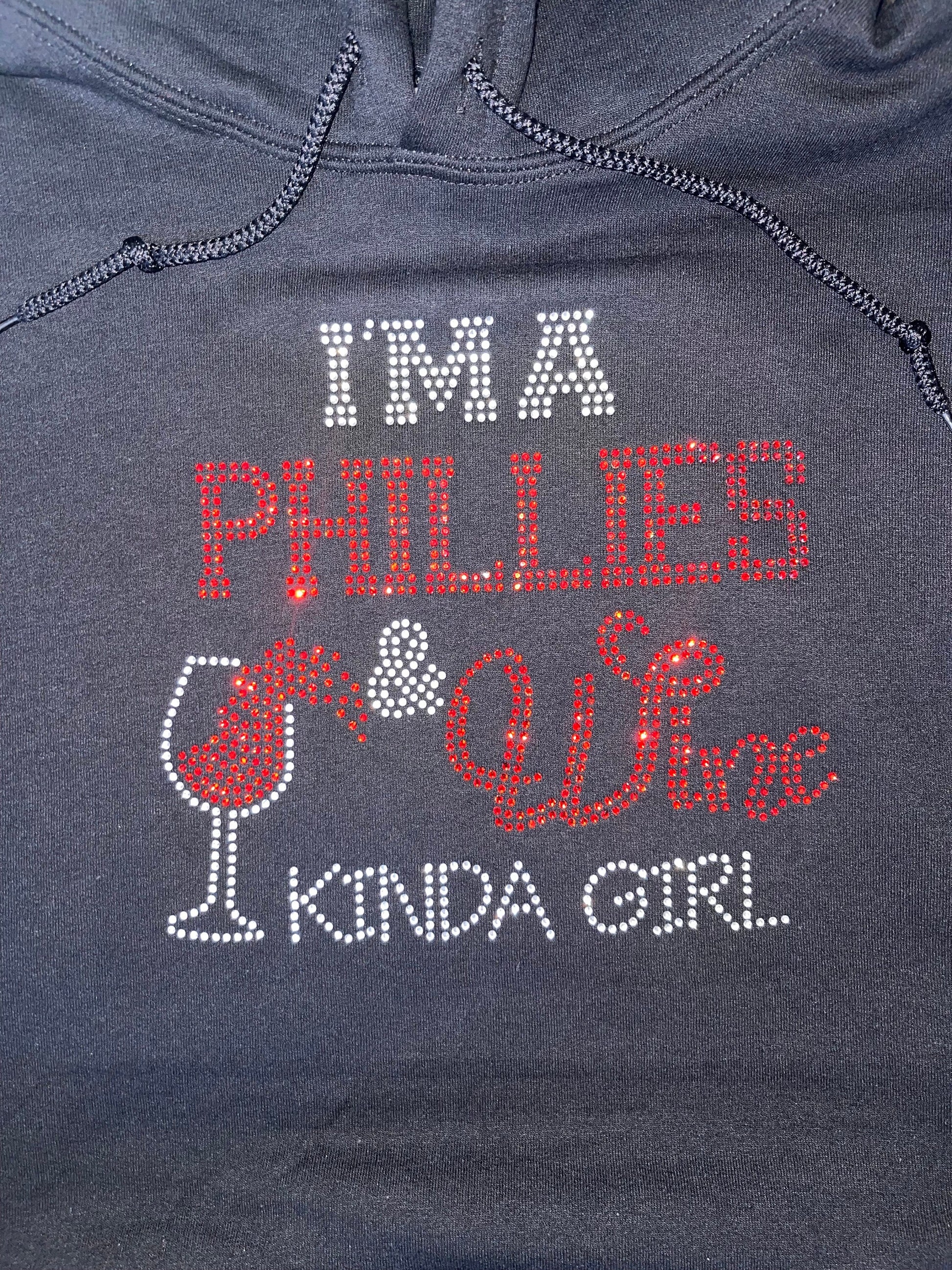 Phillies & Wine Kinda Girl Rhinestone Sweatshirt