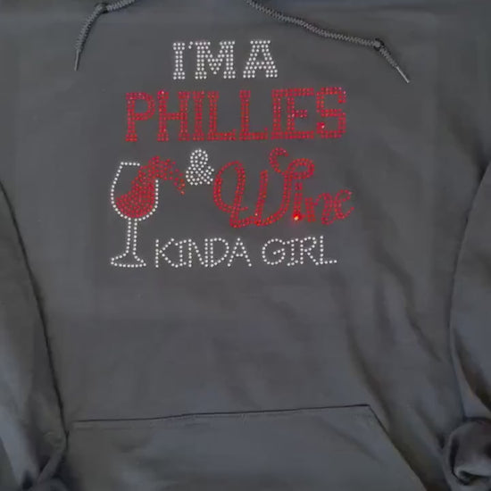 Phillies & Wine Kinda Girl Rhinestone Sweatshirt