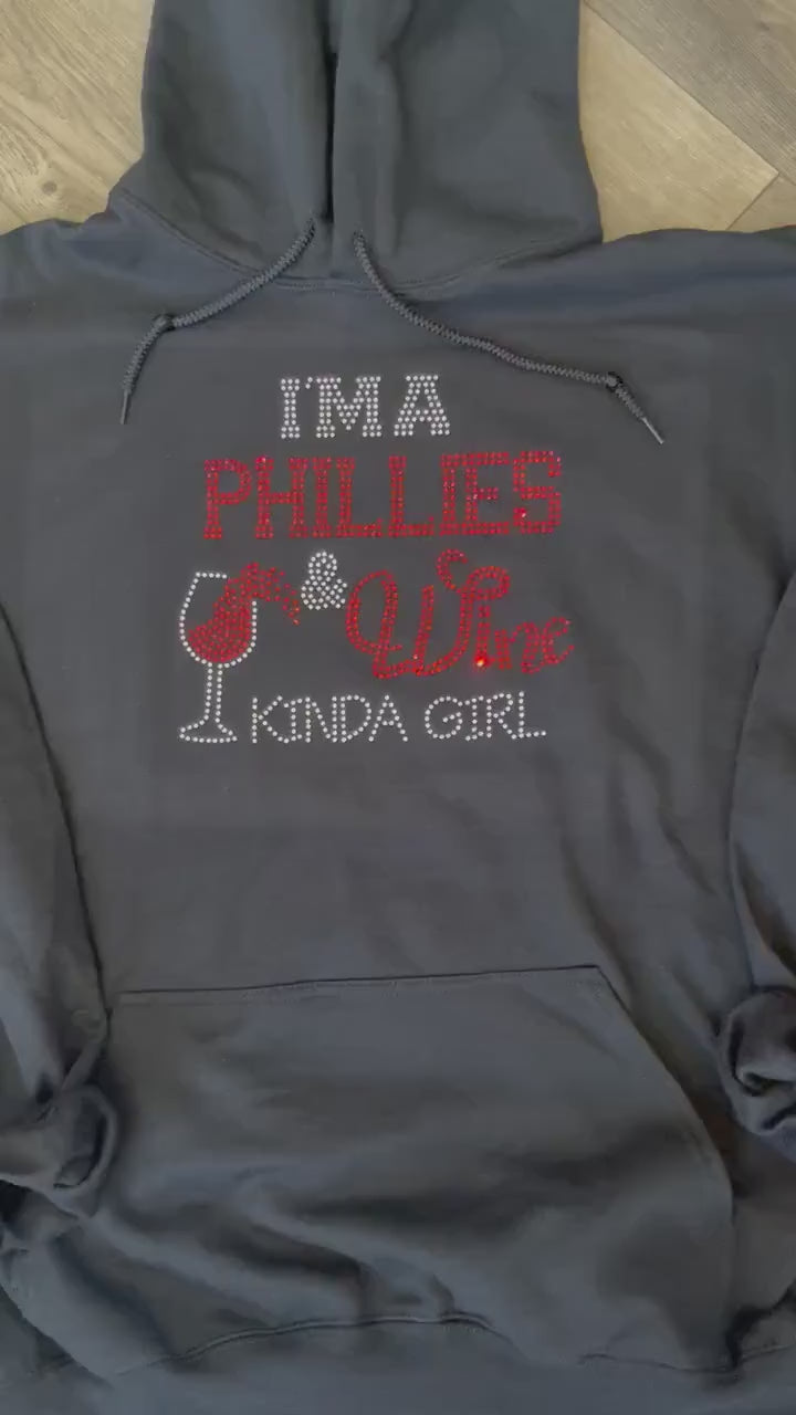 Phillies & Wine Kinda Girl Rhinestone Sweatshirt