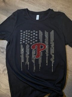 Phillies Rhinestone Bella + Canvas Women's Relaxed Jersey Short Sleeve T-Shirt, MLB, Baseball, Bling Phillies Shirt