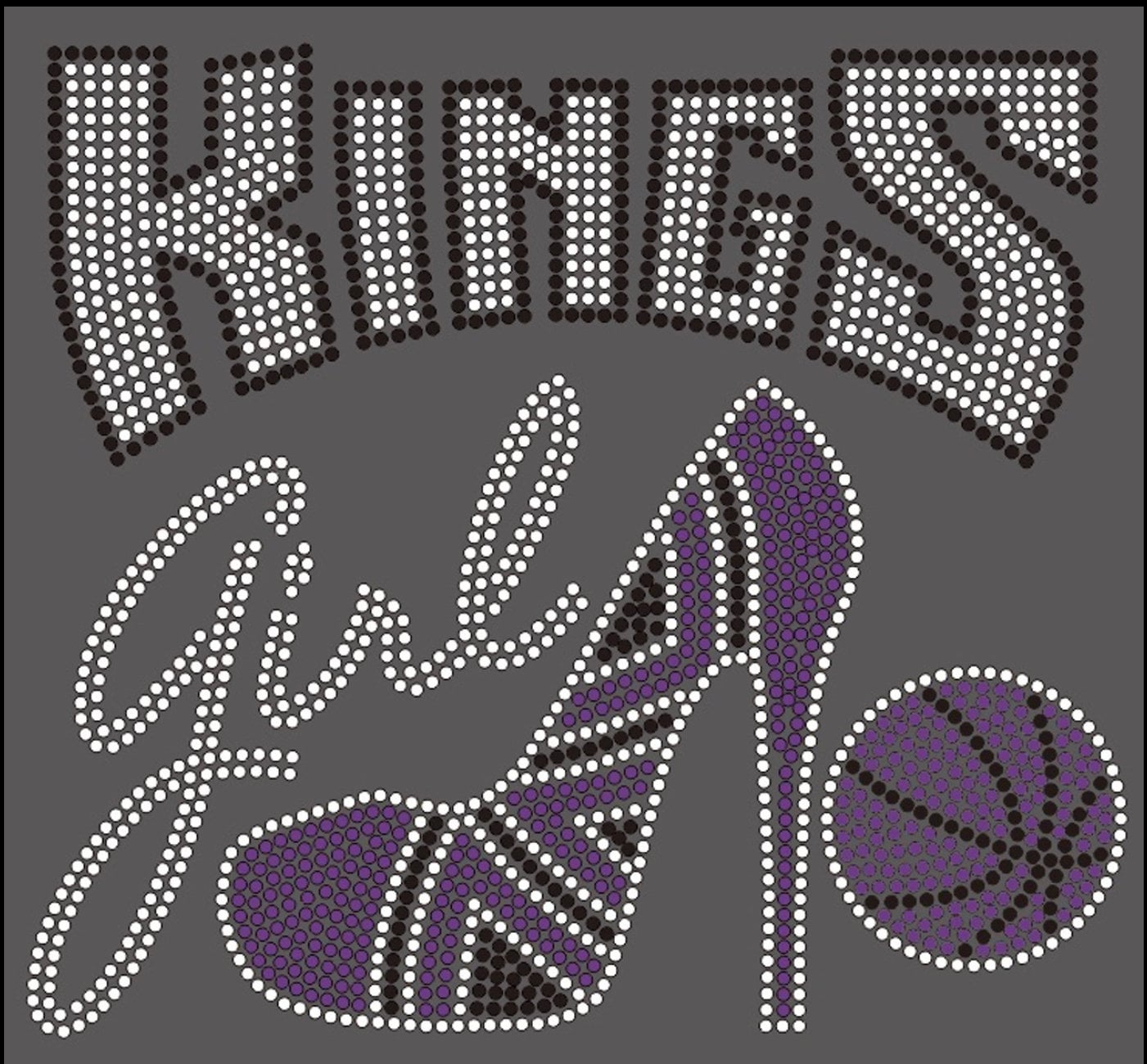 Kings Girl Rhinestone Shirt |Basketball Bling shirt | Kings Girl Stiletto Rhinestone Shirt | Women's Shirts | NBA basketball Shirt