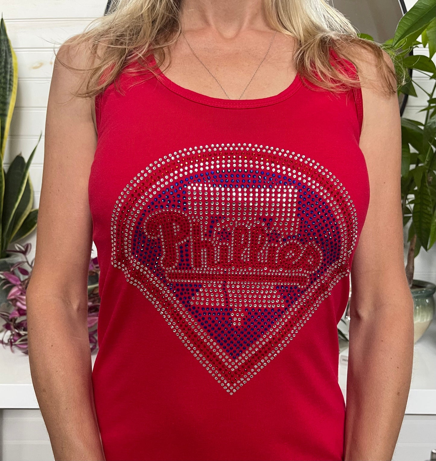 Phillies Rhinestone Next Level N1533 Ladies' Racerback Tanktop, MLB, Baseball, Bling Phillies Shirt