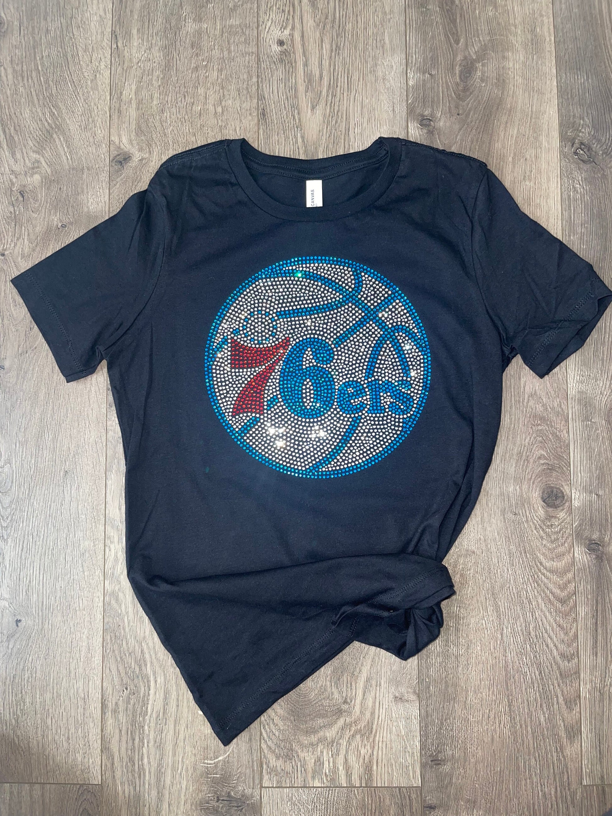 76ERs Rhinestone Shirt, Basketball Bling shirt, Rhinestone Shirt